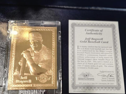 17 PROMINT 22 KARAT GOLD CARDS COLLECTOR SERIES COA BASEBALL WITH DISPLAY SET