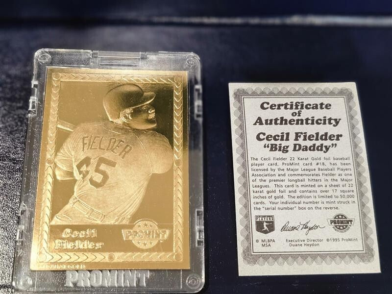 17 PROMINT 22 KARAT GOLD CARDS COLLECTOR SERIES COA BASEBALL WITH DISPLAY SET