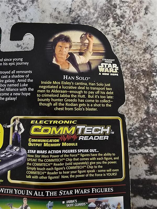 1999 Star Wars Han Solo with Blaster Pistol Holster Action Figure w/CommTech