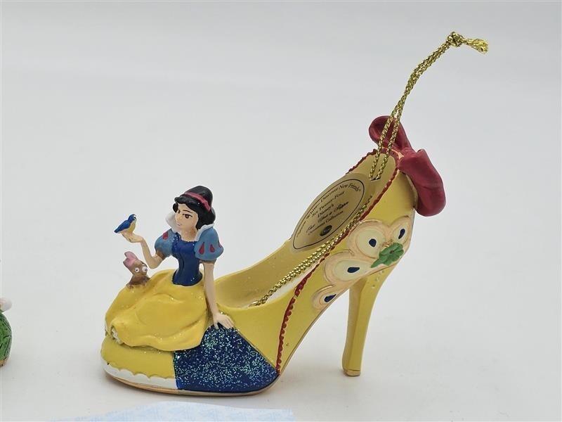 Bradford Exchange Disney Once upon A Slipper Ornaments Tinkerbell and Snow White