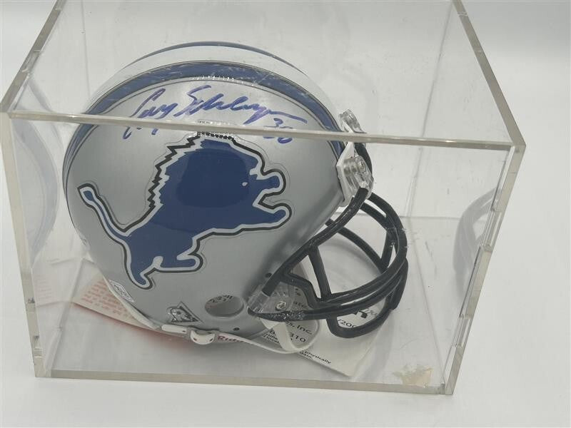 Detroit Loins Riddell Mini Helmet Cory Selsleshener Autograph