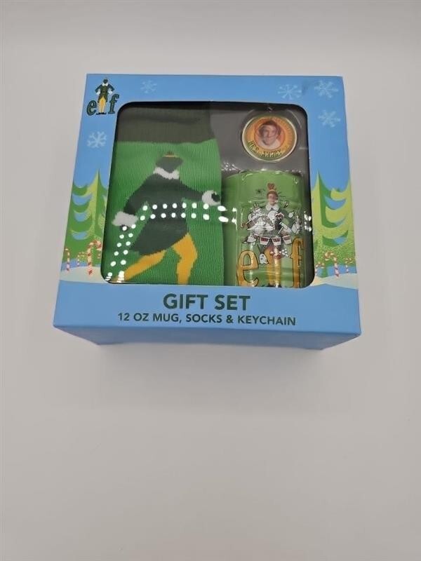 Buddy the ELF Movie Gift Set Mug Socks Keychain Will Ferrell Gift Box Christmas