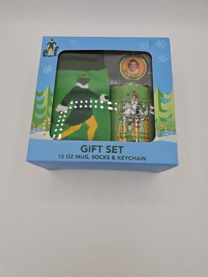 Buddy the ELF Movie Gift Set Mug Socks Keychain Will Ferrell Gift Box Christmas