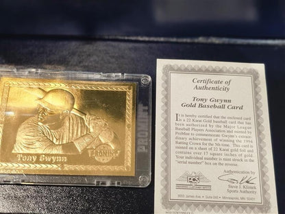 17 PROMINT 22 KARAT GOLD CARDS COLLECTOR SERIES COA BASEBALL WITH DISPLAY SET