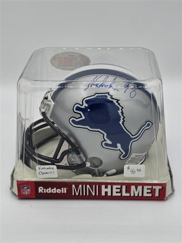 Kalimba Edwards Detroit Lions Autographed Signed Riddell Mini Helmet