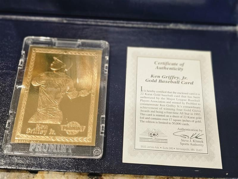 17 PROMINT 22 KARAT GOLD CARDS COLLECTOR SERIES COA BASEBALL WITH DISPLAY SET