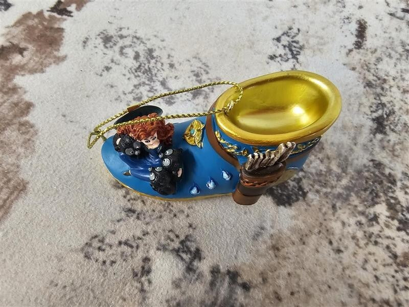 DISNEY BRADFORD EXCHANGE DISNEY ONCE UPON A SLIPPER Ariel & Merida Shoe Ornament