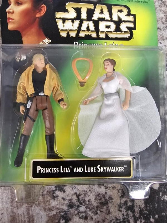 1997 STAR WARS PRINCESS LEIA AND LUKE SKYWALKER ACTION FIGURES FACTORY SEALED