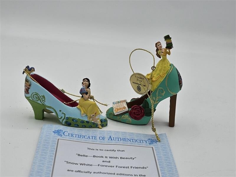 Bradford Exchange Disney Once upon A Slipper Ornaments Belle and Snow White
