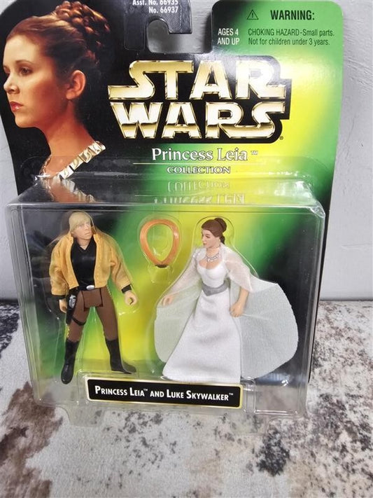 1997 STAR WARS PRINCESS LEIA AND LUKE SKYWALKER ACTION FIGURES FACTORY SEALED