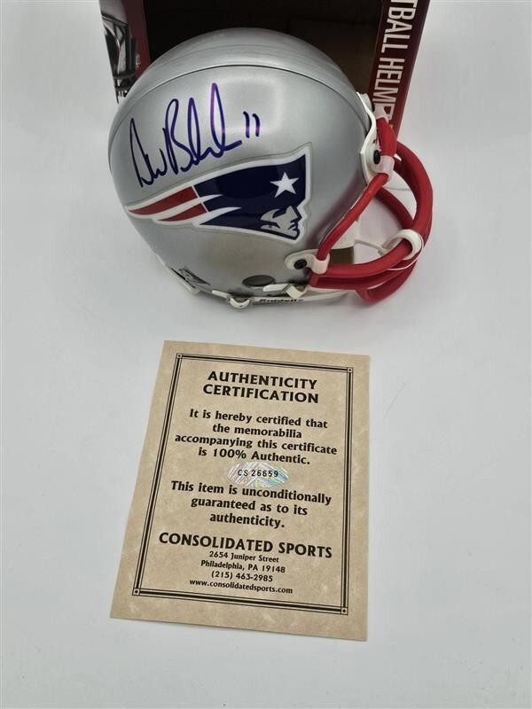 Drew Bledsoe Signed New England Patriots Speed Mini Helmet
