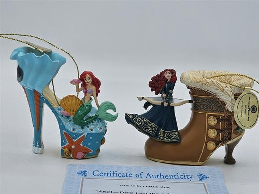 Bradford Exchange Disney Once upon A Slipper Ornaments Ariel and Merida