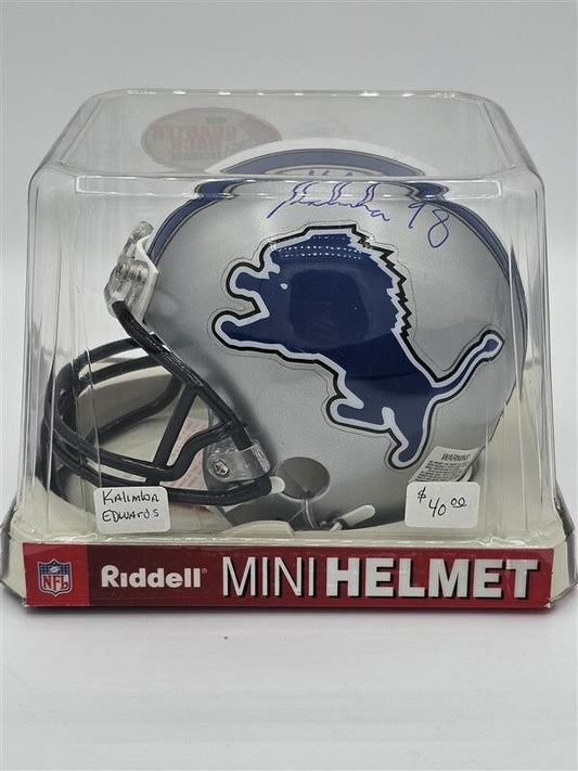 Kalimba Edwards Detroit Lions Autographed Signed Riddell Mini Helmet