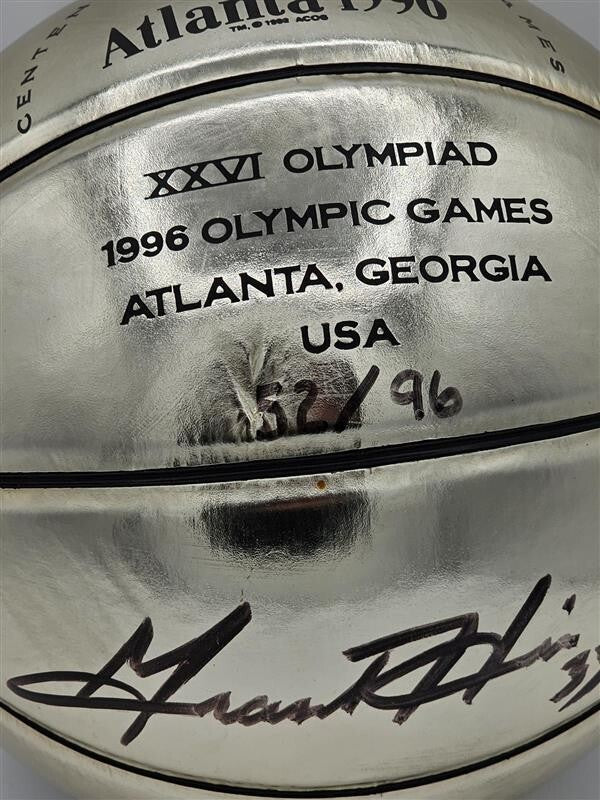 96 Olympic grant hill signed Gold basketball - JSA - CB40940 - Inscribed 52/96