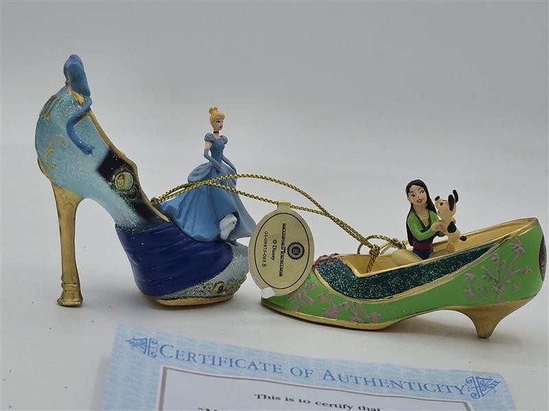 Bradford Exchange Disney Once upon A Slipper Ornaments Cinderella and Mulan
