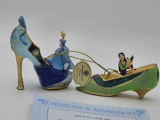 Bradford Exchange Disney Once upon A Slipper Ornaments Cinderella and Mulan