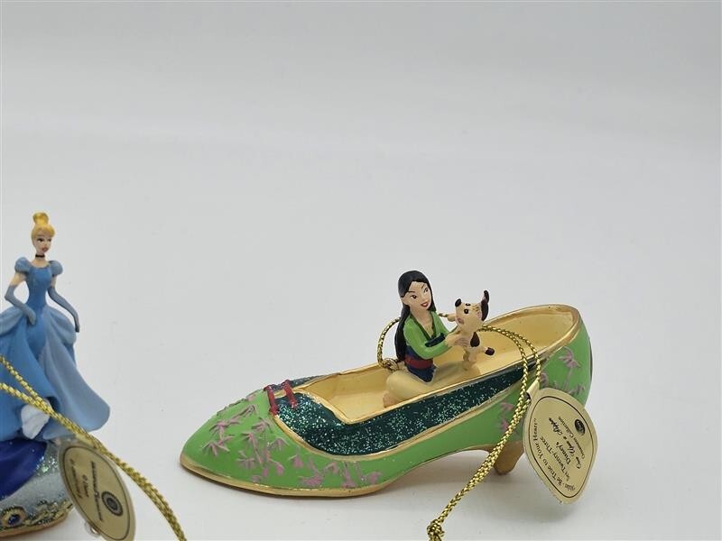 Bradford Exchange Disney Once upon A Slipper Ornaments Cinderella and Mulan