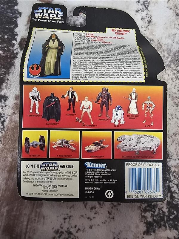 1995 Star Wars - Ben Obi-Wan Kenobi - Power of the Force w/Lightsaber and Cloak