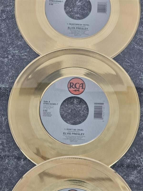 1992 Elvis Presley Limited Edition 3 - 24K Gold Plated Records and ticket