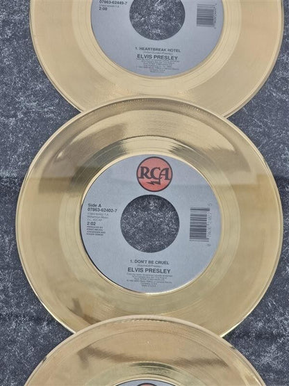 1992 Elvis Presley Limited Edition 3 - 24K Gold Plated Records and ticket