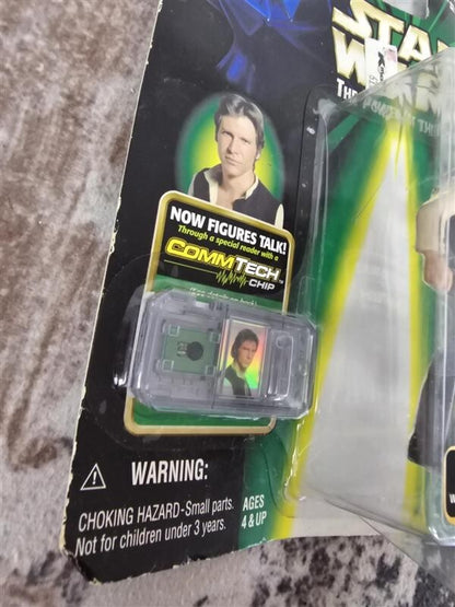1999 Star Wars Han Solo with Blaster Pistol Holster Action Figure w/CommTech