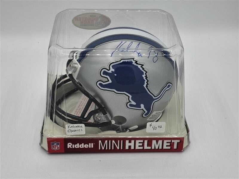 Kalimba Edwards Detroit Lions Autographed Signed Riddell Mini Helmet