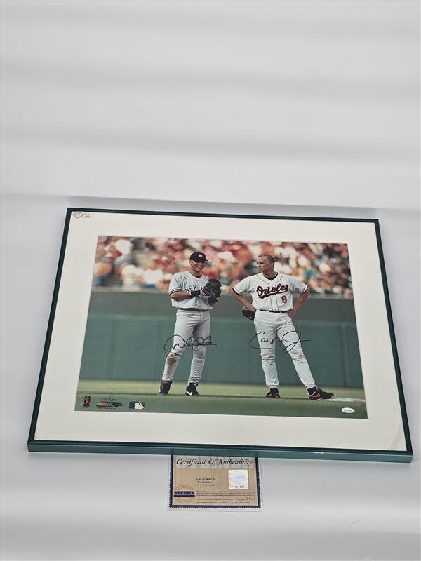 Derek Jeter & Cal Ripken Jr. Auto Framed 16x20 Photo Signed Steiner 122/500