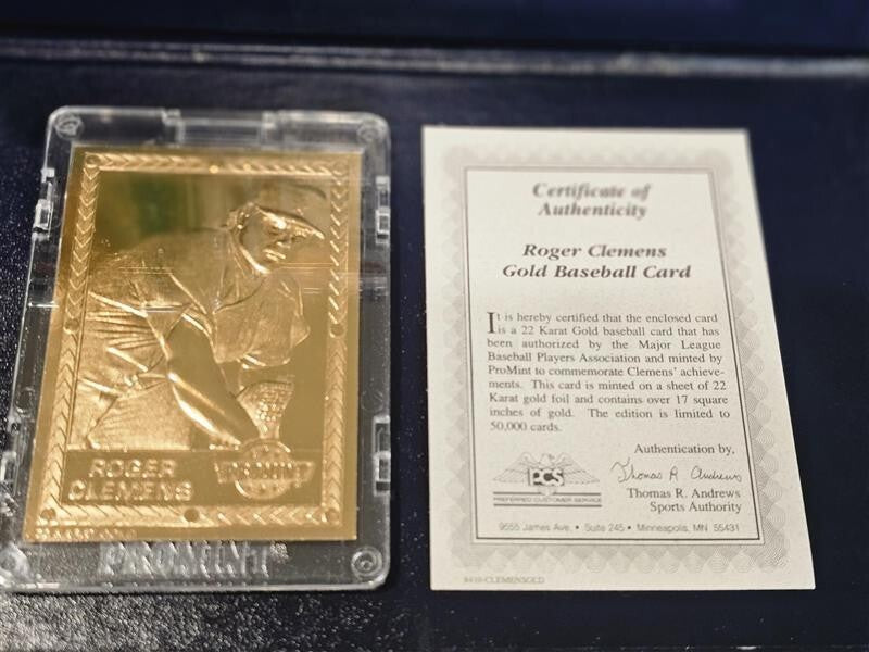 17 PROMINT 22 KARAT GOLD CARDS COLLECTOR SERIES COA BASEBALL WITH DISPLAY SET