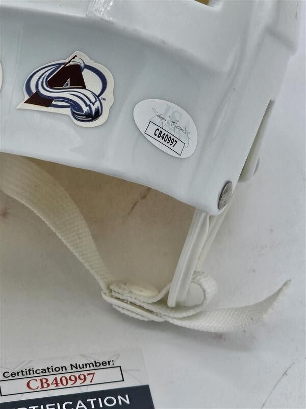 JOE SAKIC Signed Colorado Avalanche White Mini Helmet- JSA - CB40997