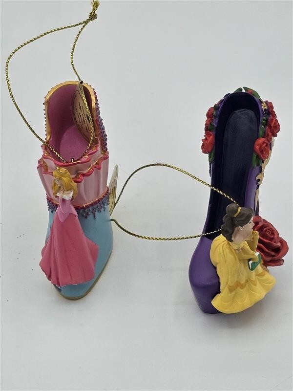 Bradford Exchange Disney Once upon A Slipper Ornaments Aurora and Belle