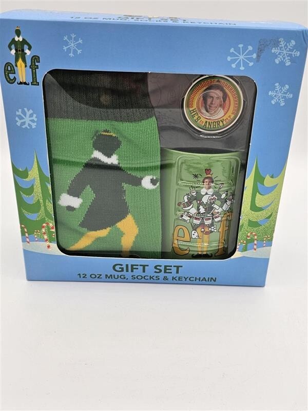 Buddy the ELF Movie Gift Set Mug Socks Keychain Will Ferrell Gift Box Christmas
