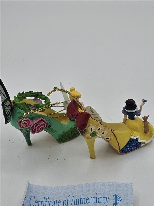 Bradford Exchange Disney Once upon A Slipper Ornaments Tinkerbell and Snow White
