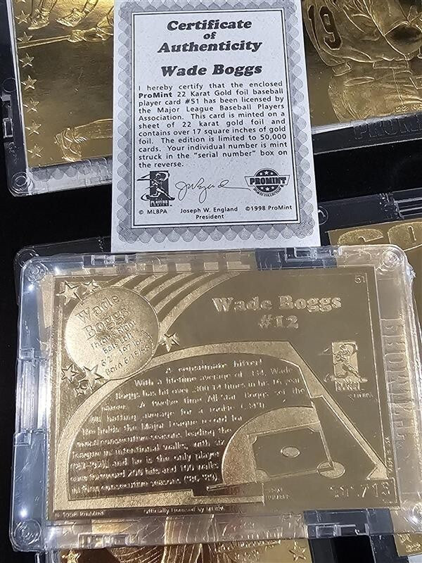 24 Karat Gold Card Collector Series 8 Cards - Galarraga, Pettitte, Sosa, etc.