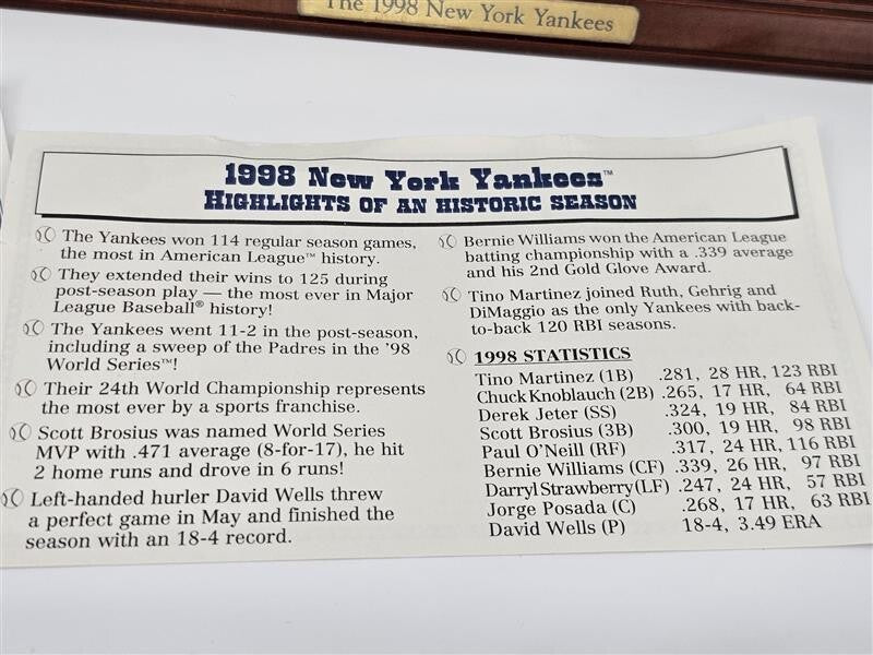 1998 NEW YORK Yankees Team Figurine Statue Set CMG 28” Long