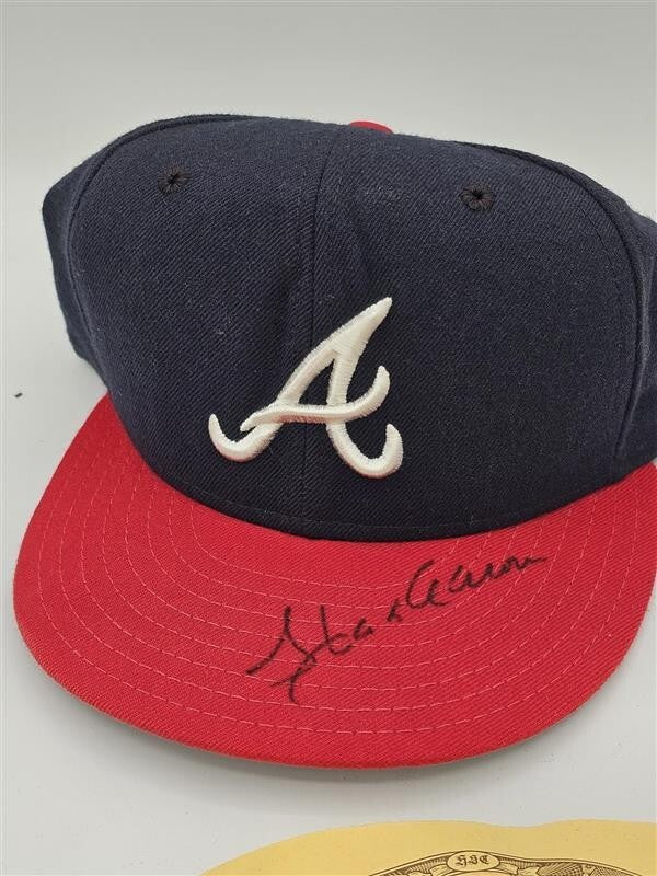 Hank Aaron Signed Auto Atlanta Braves Fitted Hat MLB COA