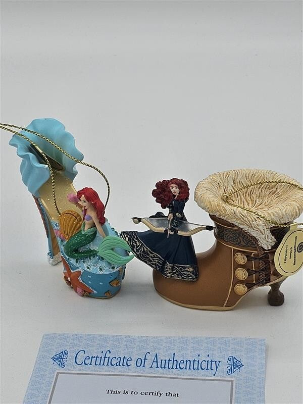 Bradford Exchange Disney Once upon A Slipper Ornaments Ariel and Merida