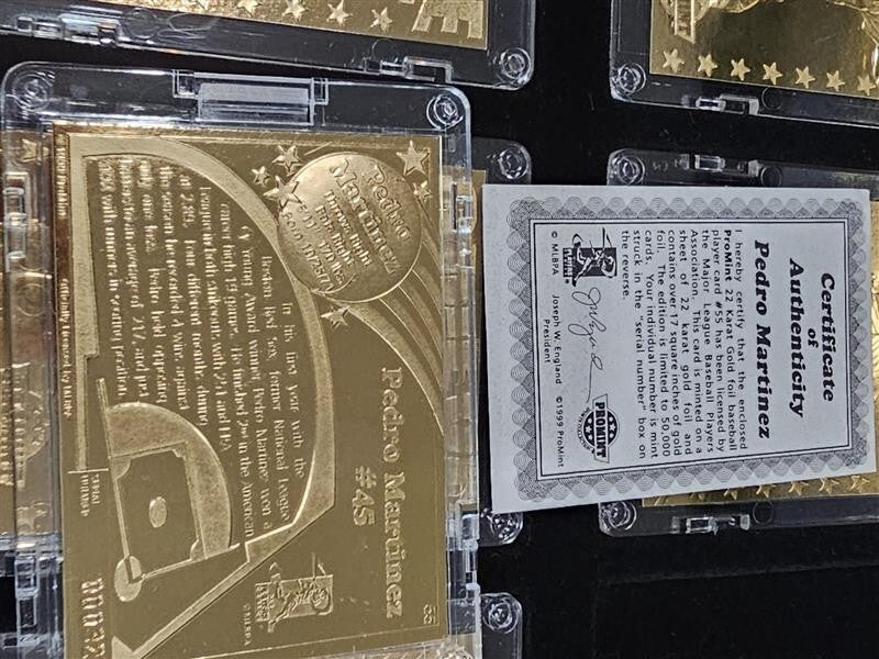 24 Karat Gold Card Collector Series 8 Cards - Thomas, Glavine, Grieve, etc.
