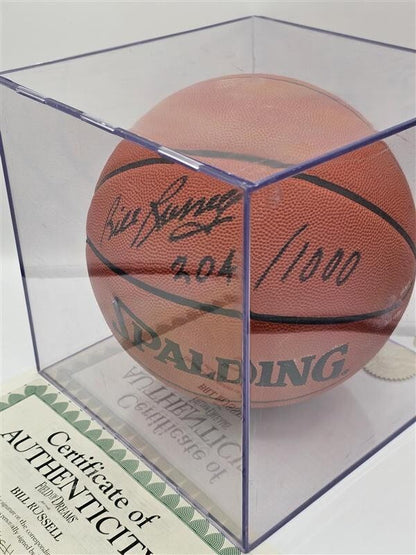 Bill Russell Autographed Signed Basketball with Display Case w/ COA Inscribed