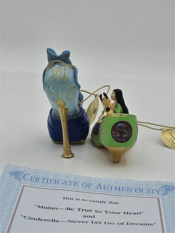 Bradford Exchange Disney Once upon A Slipper Ornaments Cinderella and Mulan