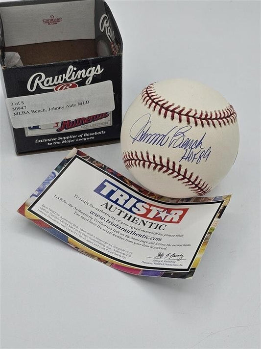 JOHNNY BENCH AUTOGRAPHED SIGNED HALL OF FAME BASEBALL "HOF 89" Tristar COA