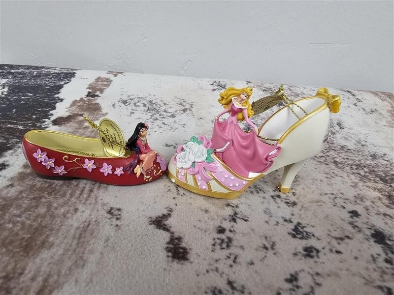 Disney Bradford Exchange Aurora & Mulan Collector’s Christmas Ornaments
