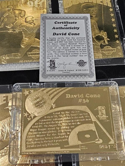 24 Karat Gold Card Collector Series 8 Cards - Galarraga, Pettitte, Sosa, etc.