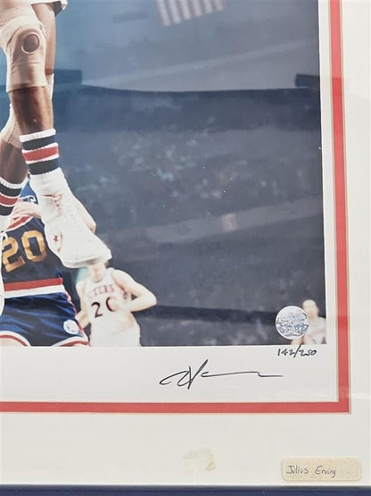 Julius Erving Signed Photo Philadelphia 76ers Dr. J Signed Beckett w/ COA & Pic