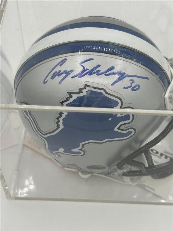 Detroit Loins Riddell Mini Helmet Cory Selsleshener Autograph