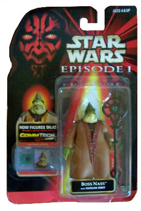 1998 HASBRO STAR WARS EPISODE I COLLECTION 3 BOSS NASS WITH GUNGAN STAFF 84119